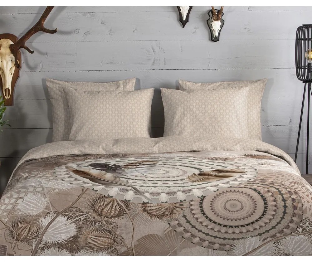 Кафяво единично фланелено спално бельо 140x200 cm Ringhda – HIP