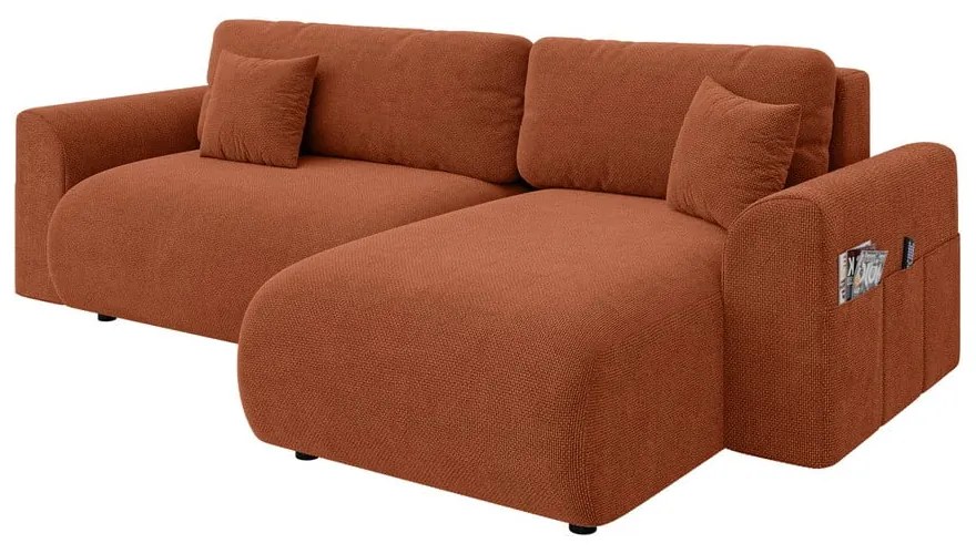 Сгъваем ъглов диван в тухлен цвят (променлив) Lorine – Ropez