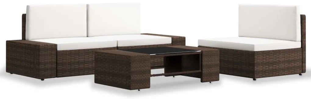 3054589 vidaXL Градински комплект, 4 части, кафяв полиратан