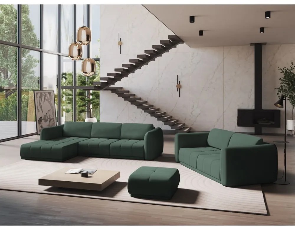 Зелен ъглов диван (ляв ъгъл) Hoku – Makamii