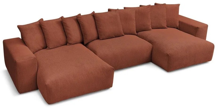 Ъглов диван от рипсено кадифе в тухлен цвят Voltaire – Bobochic Paris