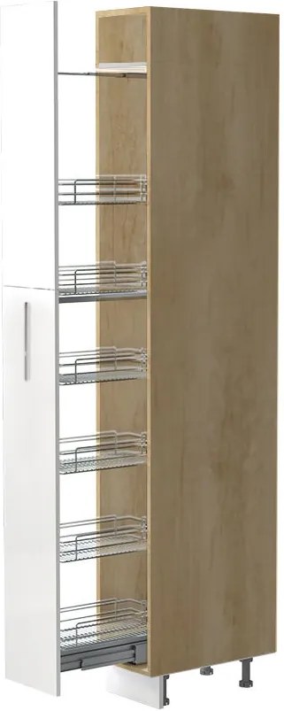 Висок подов шкаф Raval K23-30-1KZ-Oak - White glossy