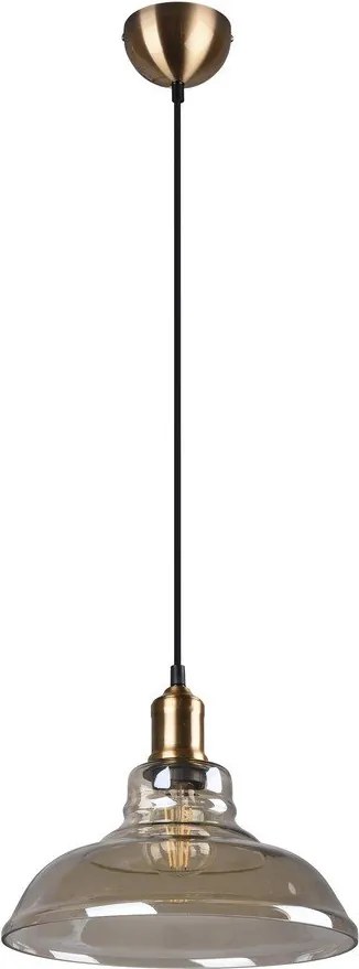 Метално висящо осветително тяло в месингов цвят със стъклен абажур ø 28 cm Aldo – Reality