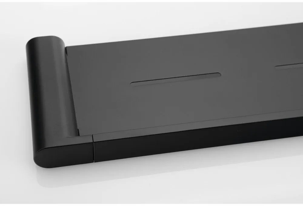 Матово черен стенен месингов рафт за баня Flori – Sapho