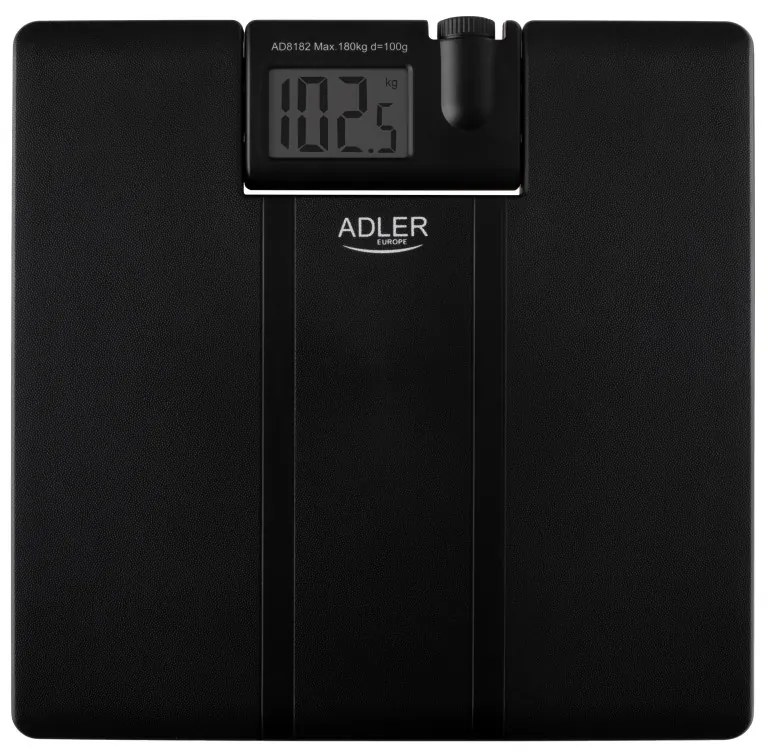 Кантар Adler AD 8182, До 180 кг, Проектор, LCD дисплей, 4 x ААA, Черен