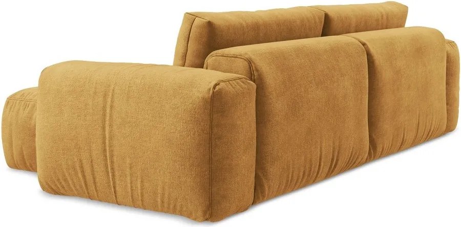 Шенилов сгъваем ъглов диван в цвят горчица (десен ъгъл) Kuki – Makamii