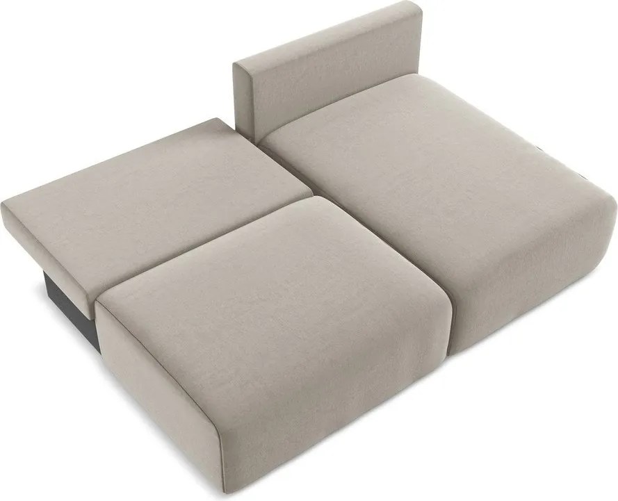 Кафяво-сив кадифен сгъваем/с място за съхранение ъглов диван (десен ъгъл) Kalena – Makamii