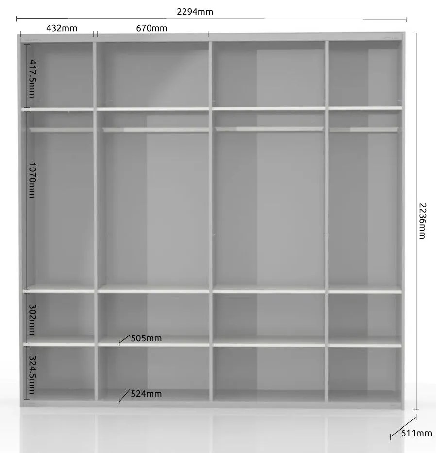 Гардероб с плъзгаща се врата Giallo 230 с огледало