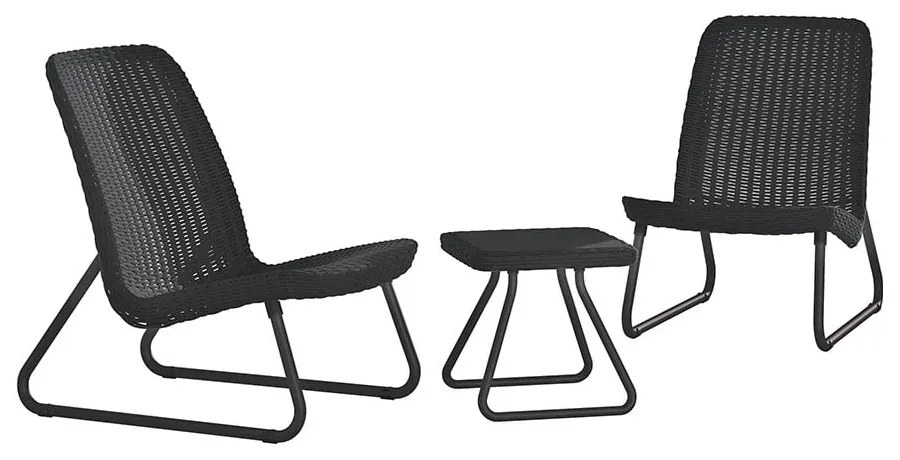 Тъмносив градински комплект за отдих от изкуствен ратан за 2 Rio – Keter