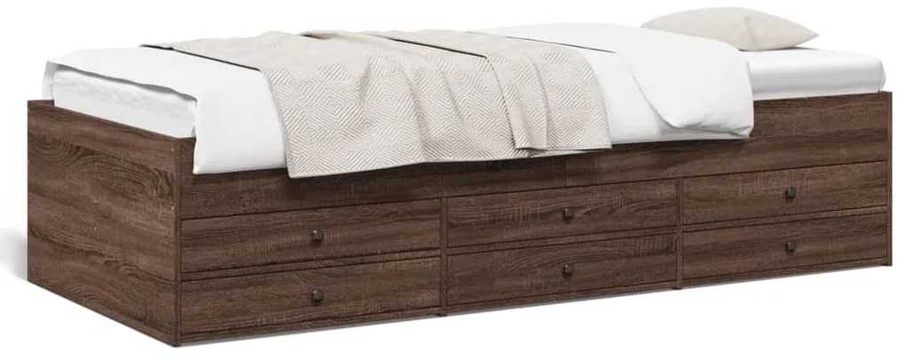 3280887 vidaXL Дневно легло с чекмеджета, без матрак, кафяв дъб, 90x190 см