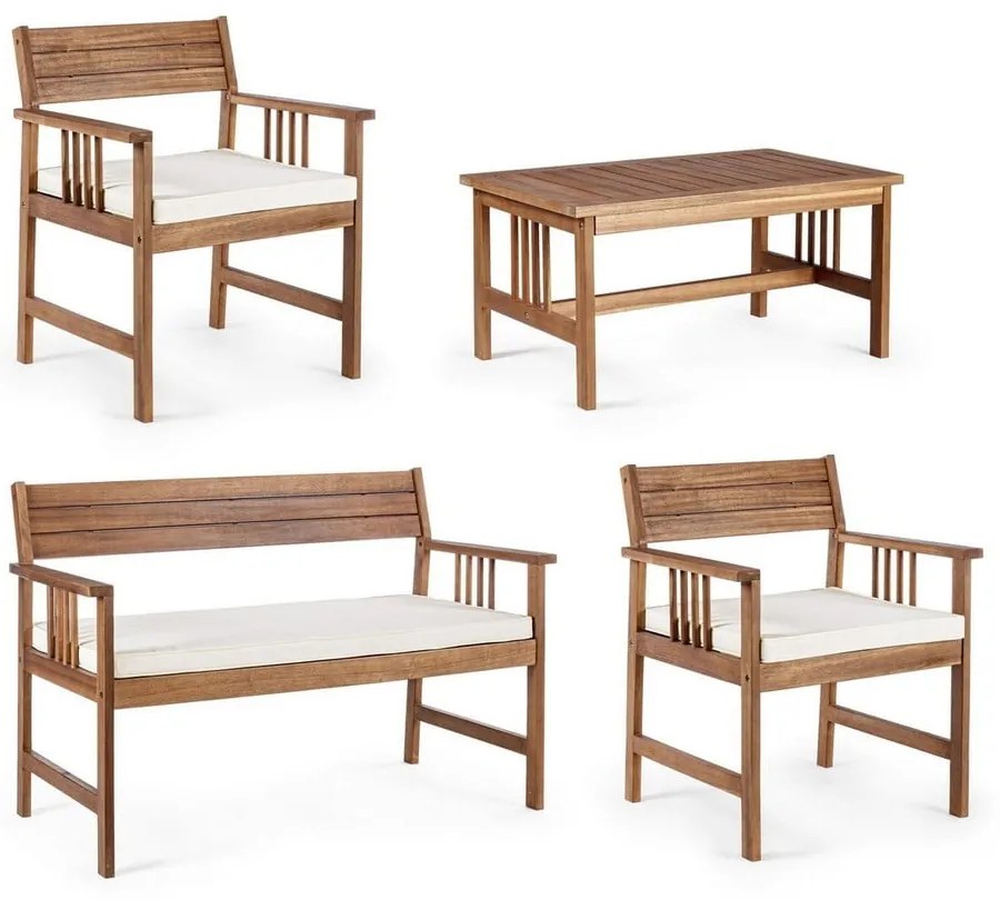 Градински комплект от за отдих от масивна акация в тъмно естествен цвят за 4 Noemi – Bizzotto