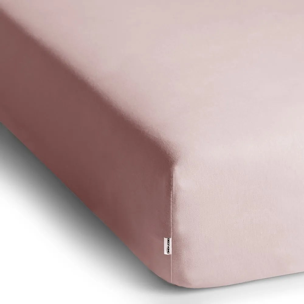 Светлорозов еластичен чаршаф от джърси 90x200 cm Amber – Restilo