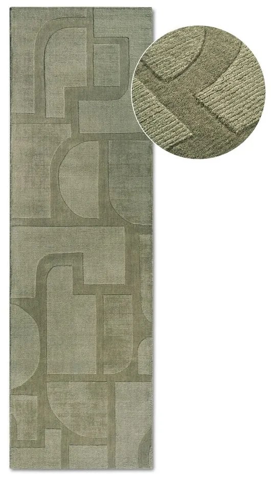 Зелена ръчно изработена вълнена пътека 80x250 cm Alexis – Villeroy&Boch