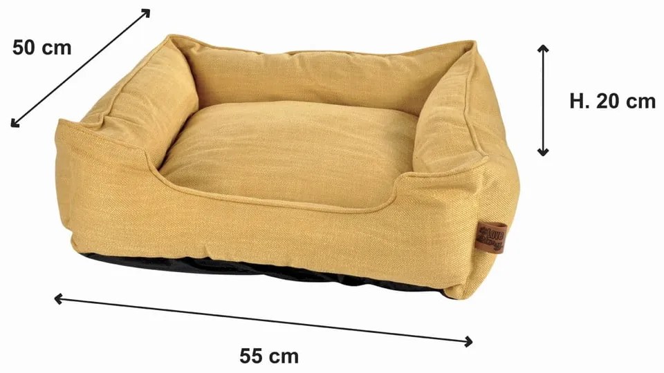 Жълто легло за куче 50x55 cm – Love Story
