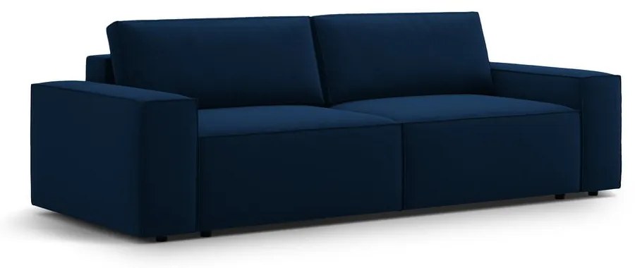 Тъмносин кадифен сгъваем/с място за съхранение диван 247 cm Jodie – Micadoni