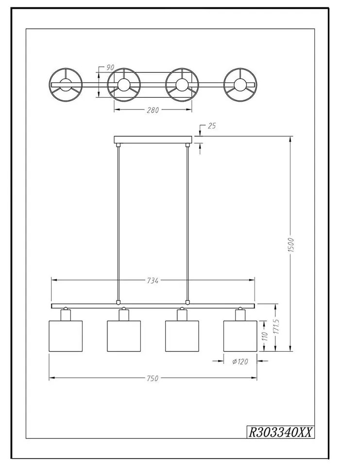 Бяла висулка за 4 крушки p Висулка Tommy - Trio