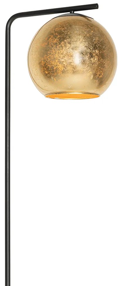 Дизайнерски подов аплик черен със златно стъкло - Bert