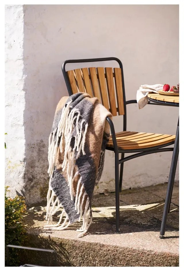 Кафяво одеяло със смес от вълна 130x170 cm Carmel – House Nordic