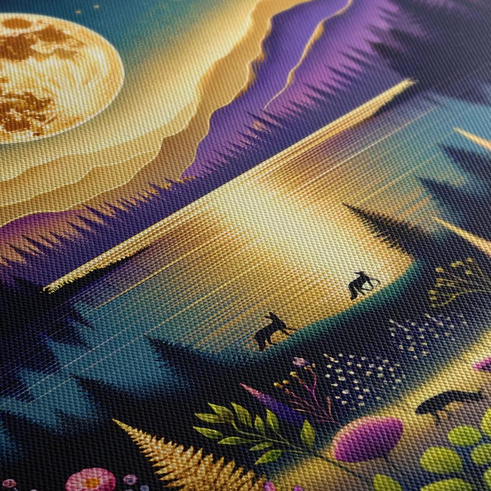 Картина на платно – Вълшебен нощен пейзаж с луна