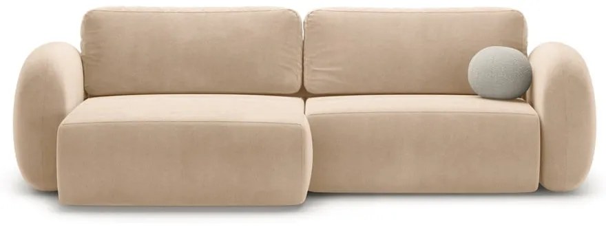 Бежов кадифен сгъваем/с място за съхранение ъглов диван Tonale – Cosmopolitan Design