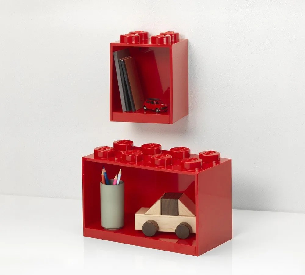 Комплект от 2 детски червени рафта за стена Brick - LEGO®