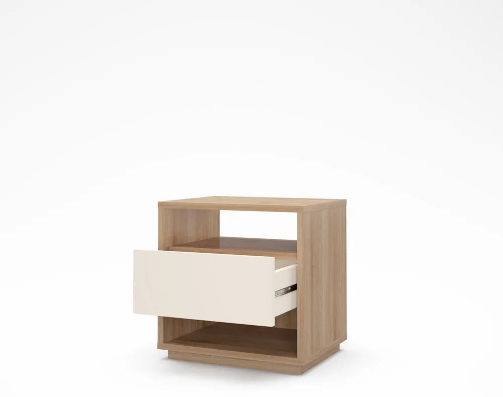 Кремаво/естествено нощно шкафче от декор от дъб Dennis – Marckeric