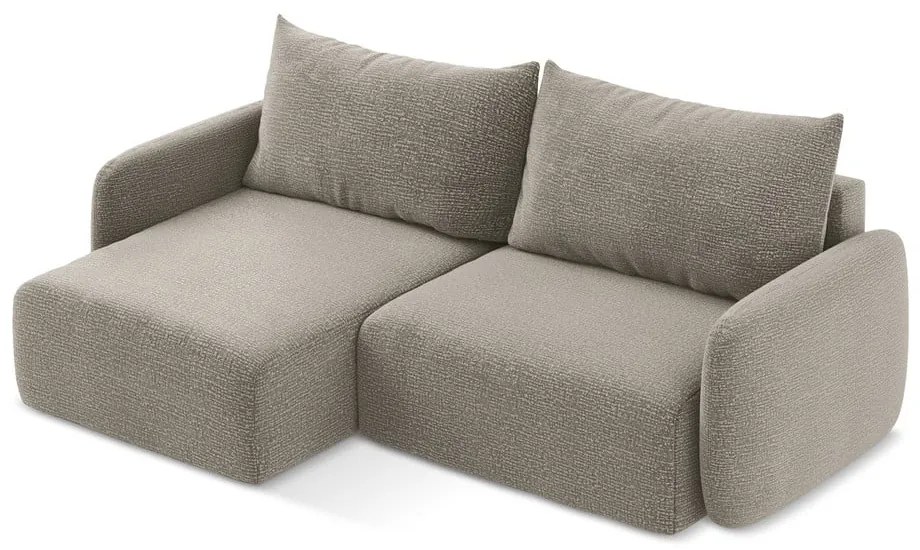 Бежов разтегателен ъглов диван с място за съхранение (ляв ъгъл) Kalena – Makamii