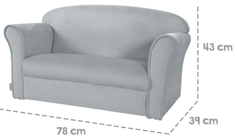 Светлосиво кадифено детско канапе 78 cm Lil Sofa - Roba