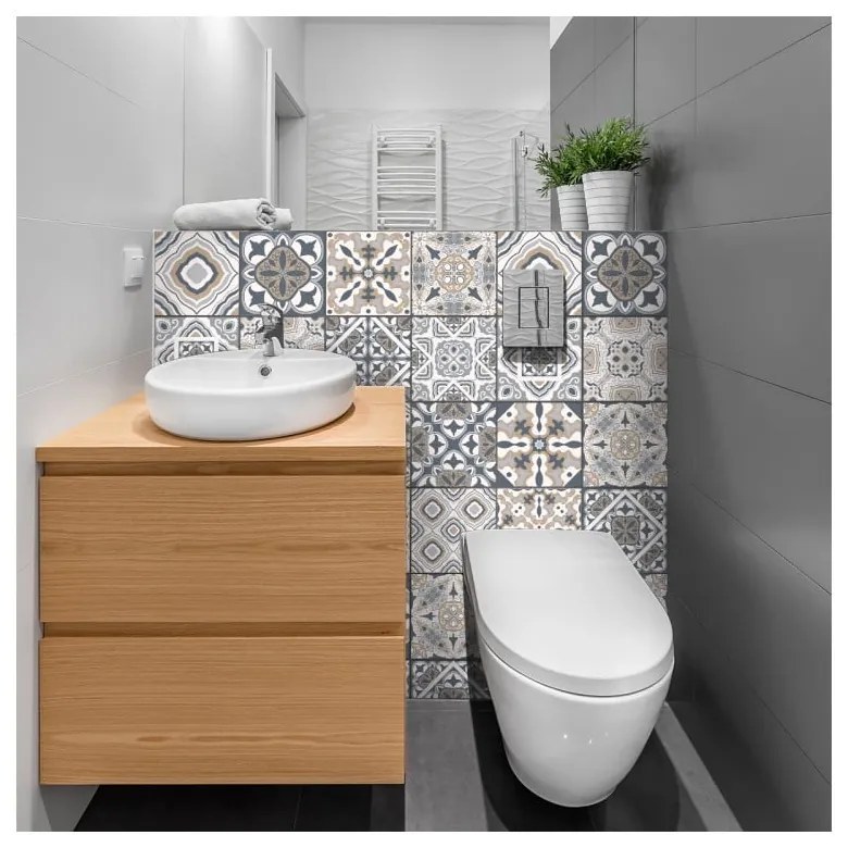 Комплект от 24 стикера за стена Decal Tiles Azulejos , 10 x 10 cm Giacomo - Ambiance