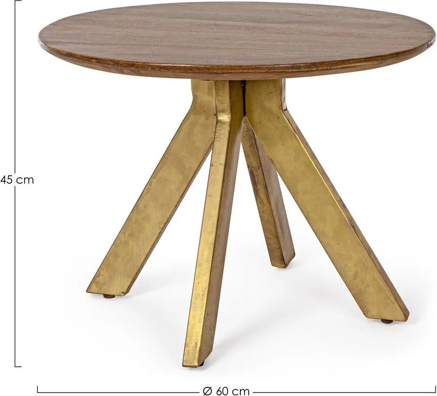 Кръгла масичка за кафе от масивно манго в златист цвят/в тъмно естествен цвят ø 60 cm Sherman – Bizzotto