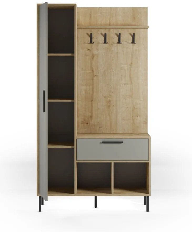 Зелено-естествен комплект за коридор от декор от дъб 108x195x35 cm Heidy – Marckeric