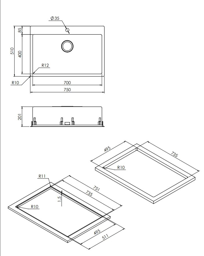 мивка Apell Linear Plus