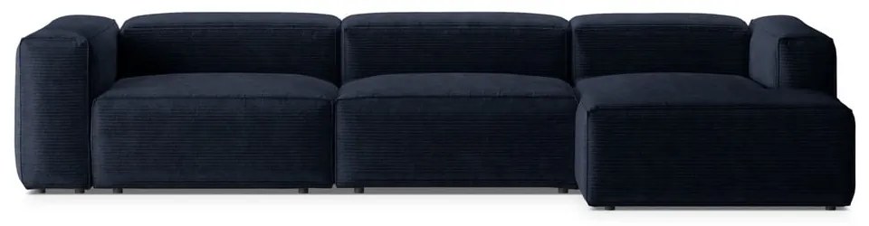 Тъмносин ъглов диван от рипсено кадифе (десен ъгъл) Bergamo – Cosmopolitan Design