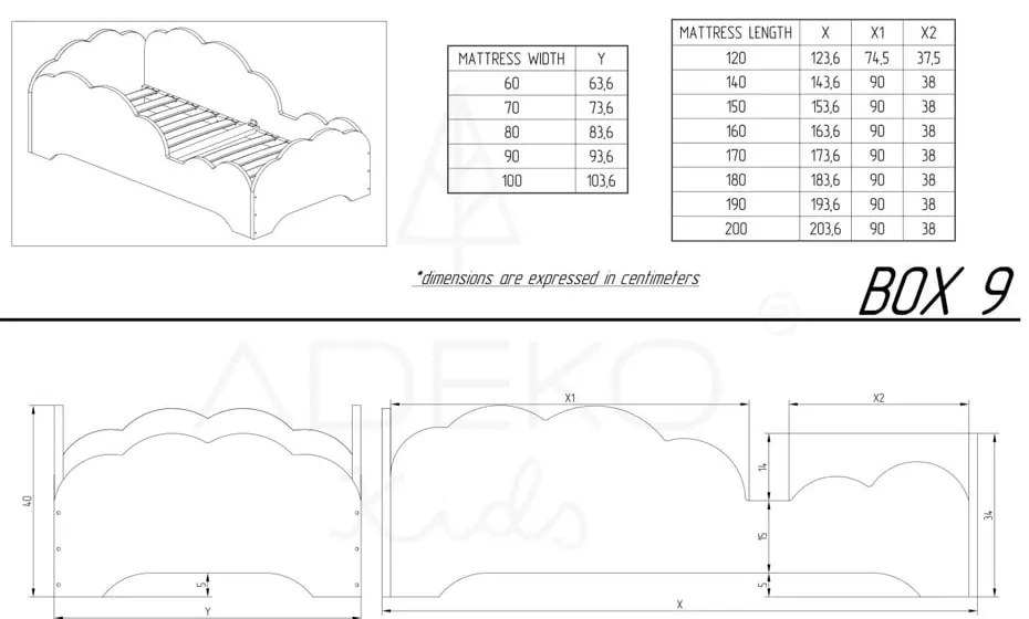 Детско легло от борова дървесина BOX 9, 90 x 160 cm Mila Box 9 - Adeko