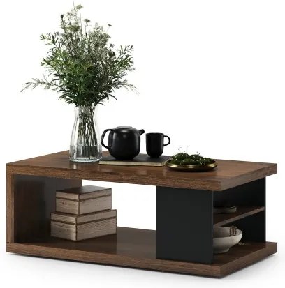 Маса ЛАНА S-110 Елегантен Орех / Черен - ХОЛНА МАСА С РАФТ