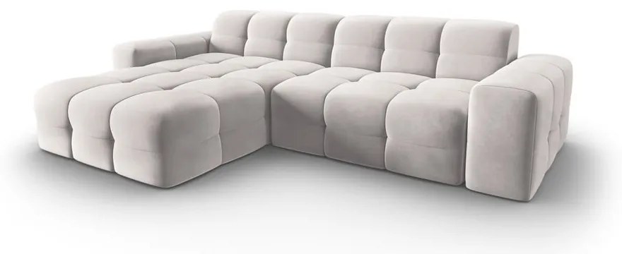 Ъглов диван от светлосиво кадифе (ляв ъгъл) Kendal - Micadoni Home