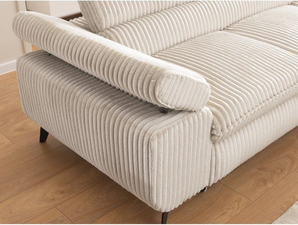 Кремав ъглов диван от рипсено кадифе (десен ъгъл L форма) Marbeya – Ropez