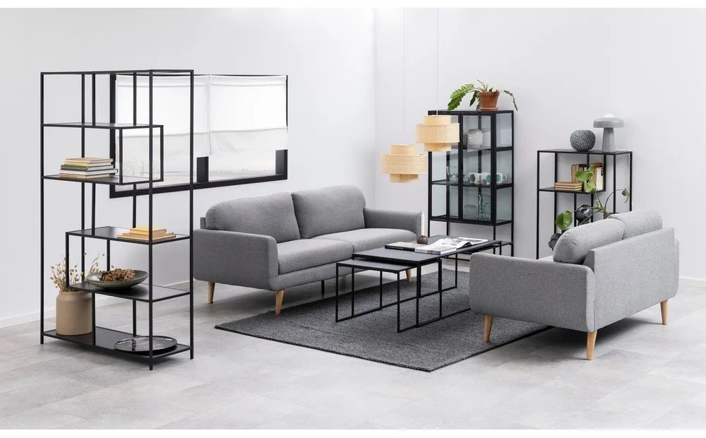 Матово черно масички за кафе в комплект от 3 бр. с плот от имитация на мрамор 60x120 cm Infinity – Actona