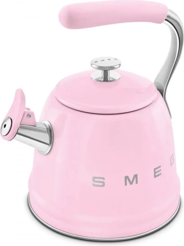 Свирещ чайник Smeg WKF01PK, 2.3 л, Индукция, Ненагряваща се дръжка, Стомана, Розов