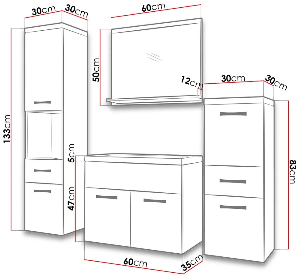 Комплект за баня Albatros-Бял - Дъб