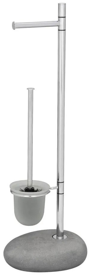 WENKO 19494100 - Четка за WC PEBBLE STONE 23,5x70 cm блясък. хром/сива/сатен