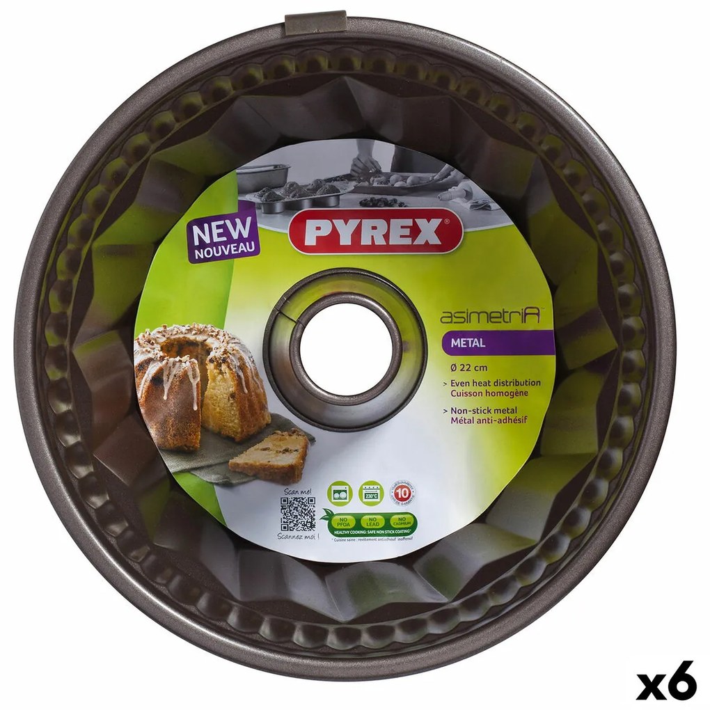 Форма за Печене Pyrex Asimetria пръстен Черен Метал 22 cm (6 броя)