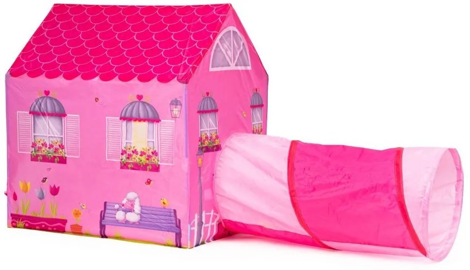 Палатка в дизайна на красива розова къща с тунел