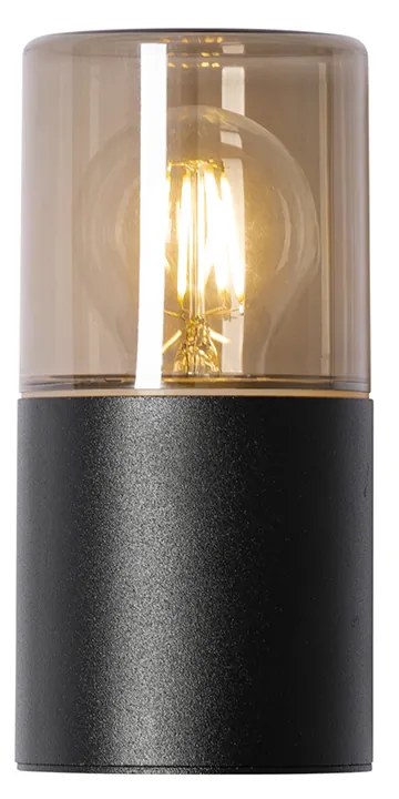 Модерна външна стенна лампа черна с опушен абажур IP44 - Odense