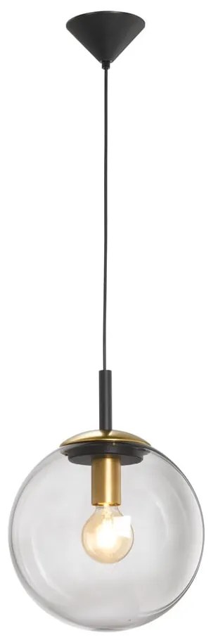 Черно висящо осветително тял със стъклен абажур Dini – Fischer &amp; Honsel