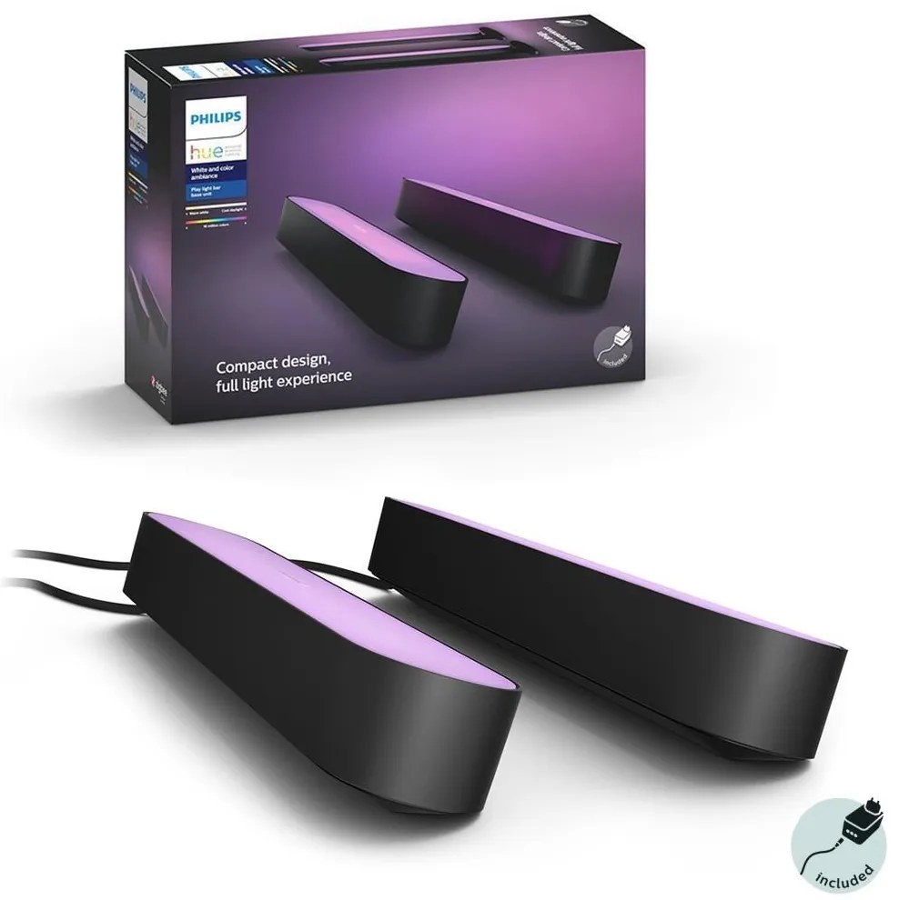 Philips - К-кт 2 бр. LED RGB Димируема настолна лампа Hue PLAY DPACK WACA 6W/230V