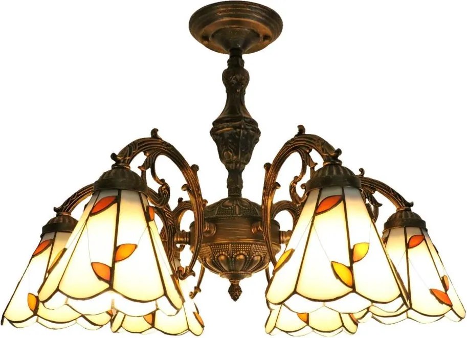 Brilagi - Витражен плафонен полилей в стил Тифани FOLIA 6xE27/60W/230V, диаметър 60 см