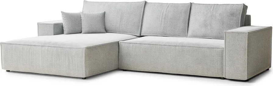 Светлосив шенилов сгъваем/с място за съхранение ъглов диван (ляв ъгъл) Maze – Maison de Rêve