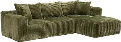 Компресиран ъглов диван atmosphera Solka, 254 cm,Кордурой - Амбър