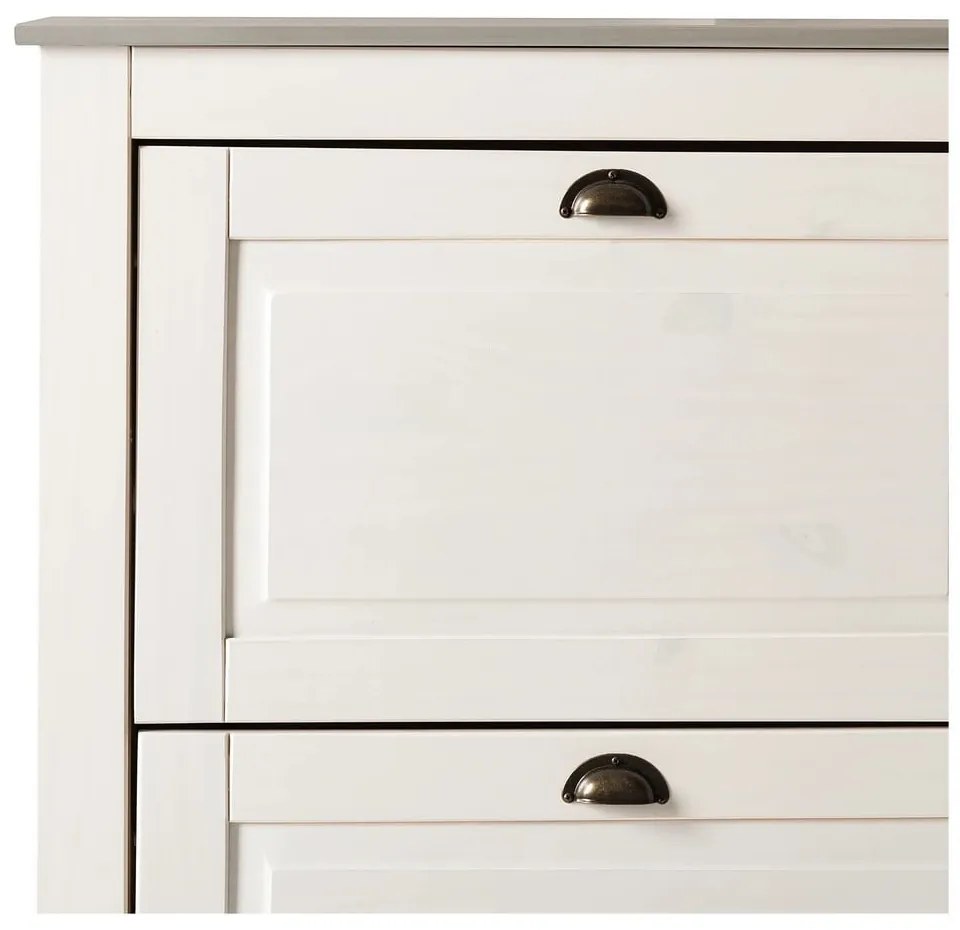 Бяла накланяща се стойка за обувки от масивен бор Toby – Støraa